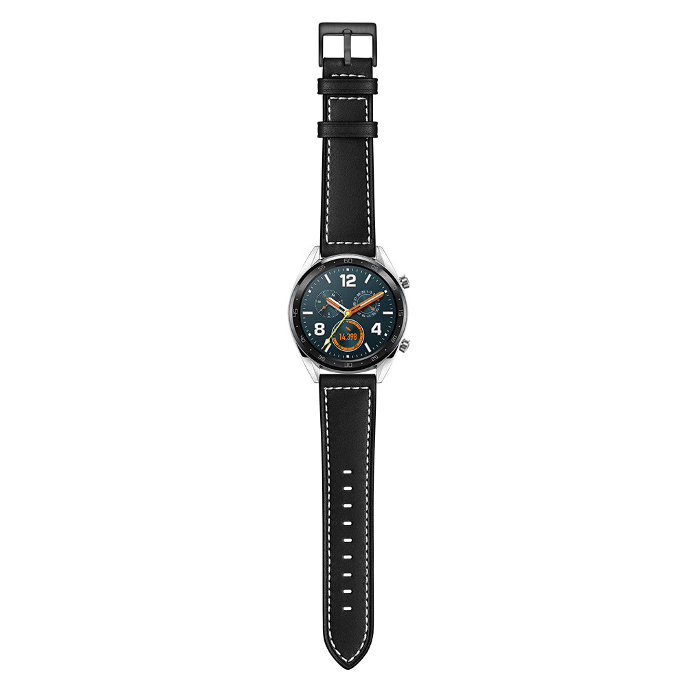 22mm Stitching Decor Genuine Leather Watch Strap Bracelet Wristband for Huawei Watch GT / Watch 2 / Watch Magic