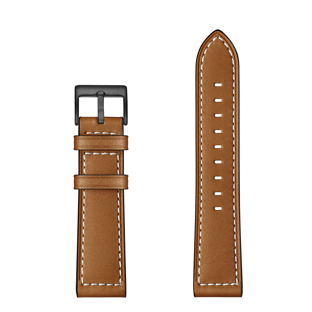 22mm Stitching Decor Genuine Leather Watch Strap Bracelet Wristband for Huawei Watch GT / Watch 2 / Watch Magic