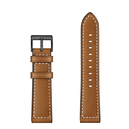 22mm Stitching Decor Genuine Leather Watch Strap Bracelet Wristband for Huawei Watch GT / Watch 2 / Watch Magic
