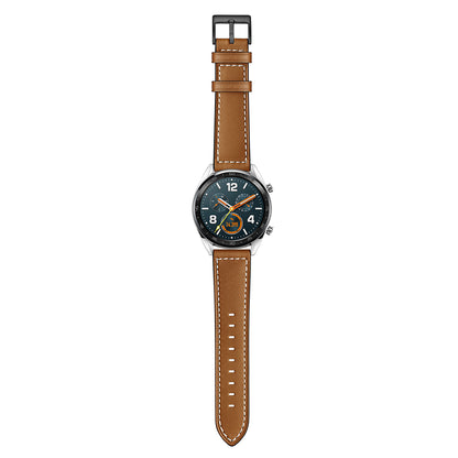 22mm Stitching Decor Genuine Leather Watch Strap Bracelet Wristband for Huawei Watch GT / Watch 2 / Watch Magic