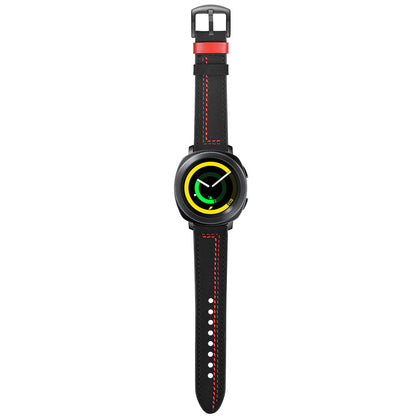 20mm Stitching Decor Genuine Leather Wrist Band Strap Replacement for Samsung Galaxy Watch4 Classic 46mm 42mm/Galaxy Watch4 44mm 40mm/Watch S4 Gear Sport