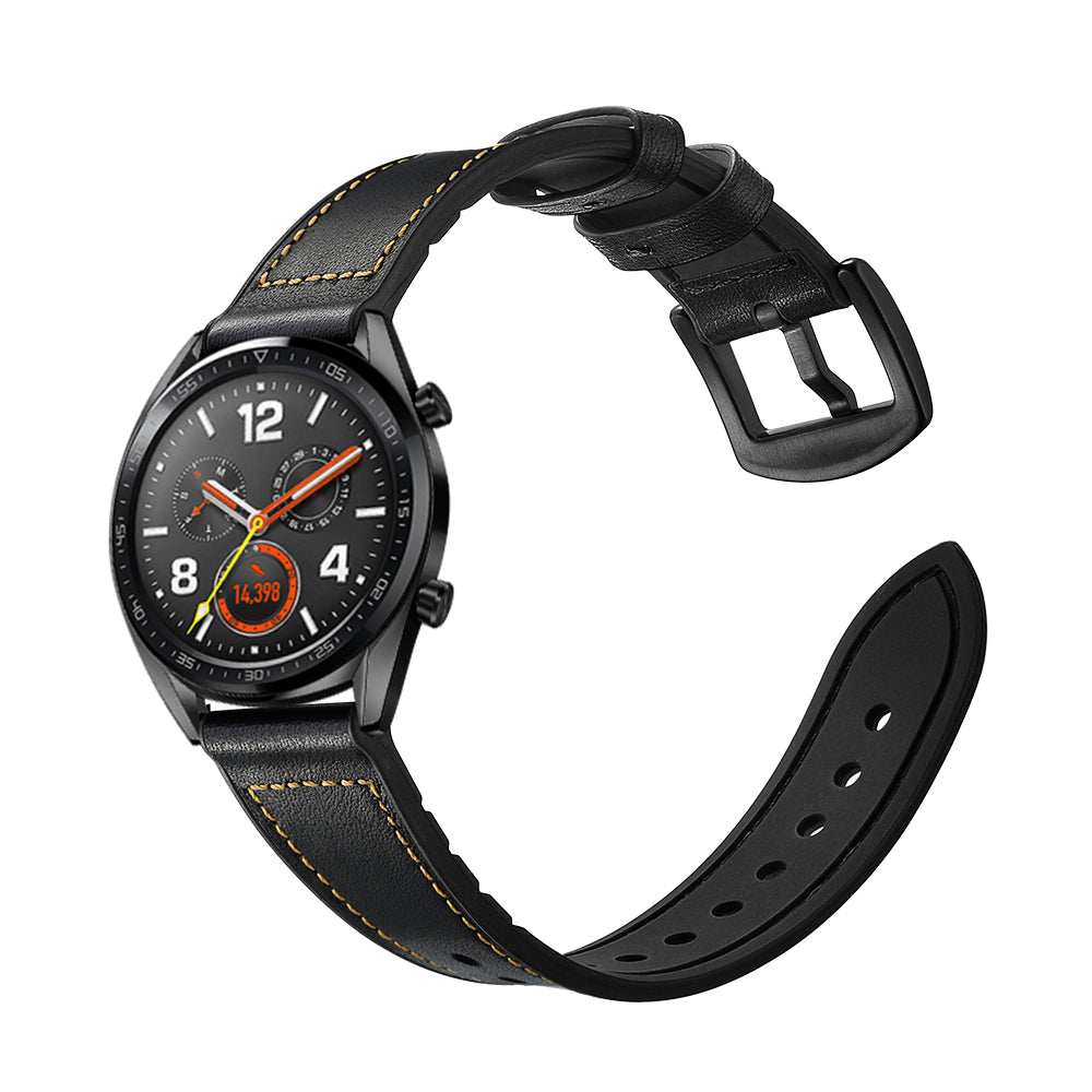 22mm Genuine Leather Coated Silicone 22mm Watch Strap for Huawei Watch GT 2/1  / Honor Magic