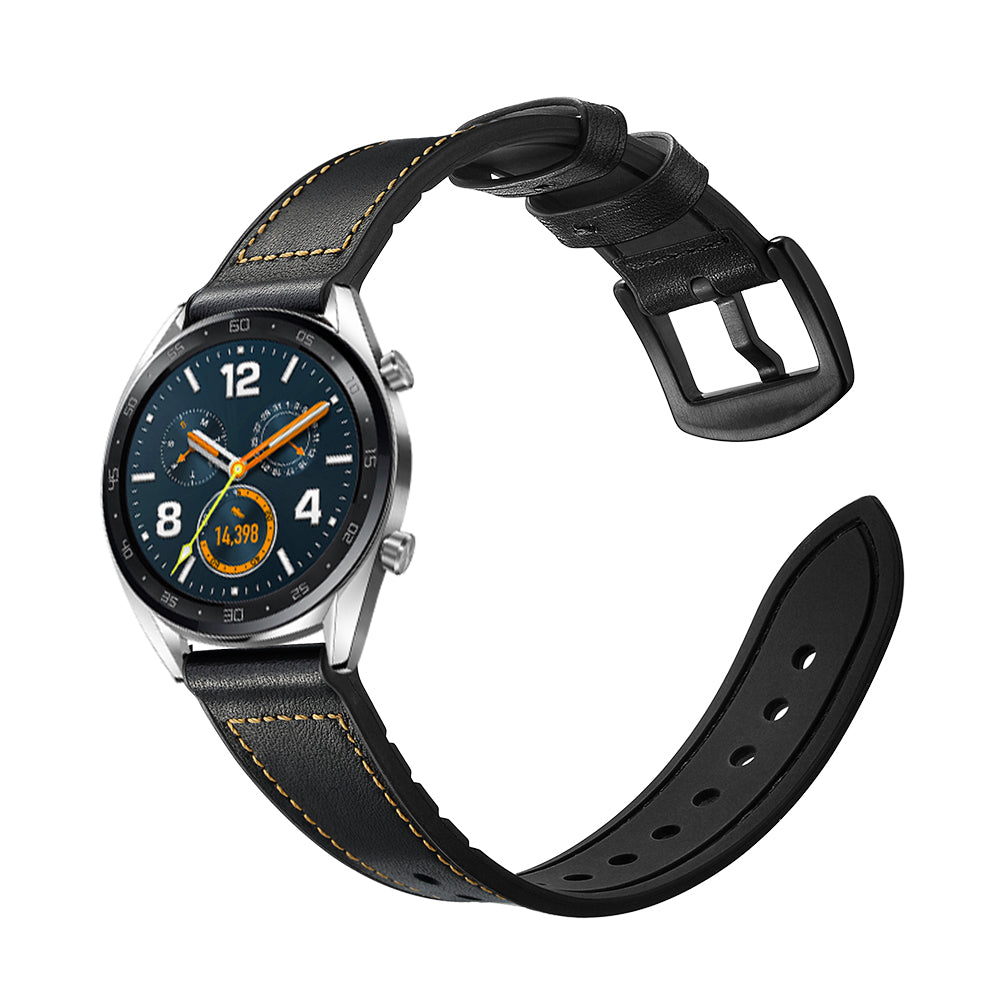 22mm Genuine Leather Coated Silicone 22mm Watch Strap for Huawei Watch GT 2/1  / Honor Magic