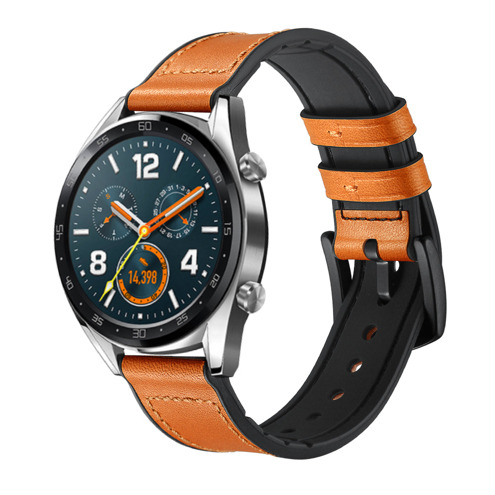 22mm Genuine Leather Coated Silicone 22mm Watch Strap for Huawei Watch GT 2/1  / Honor Magic