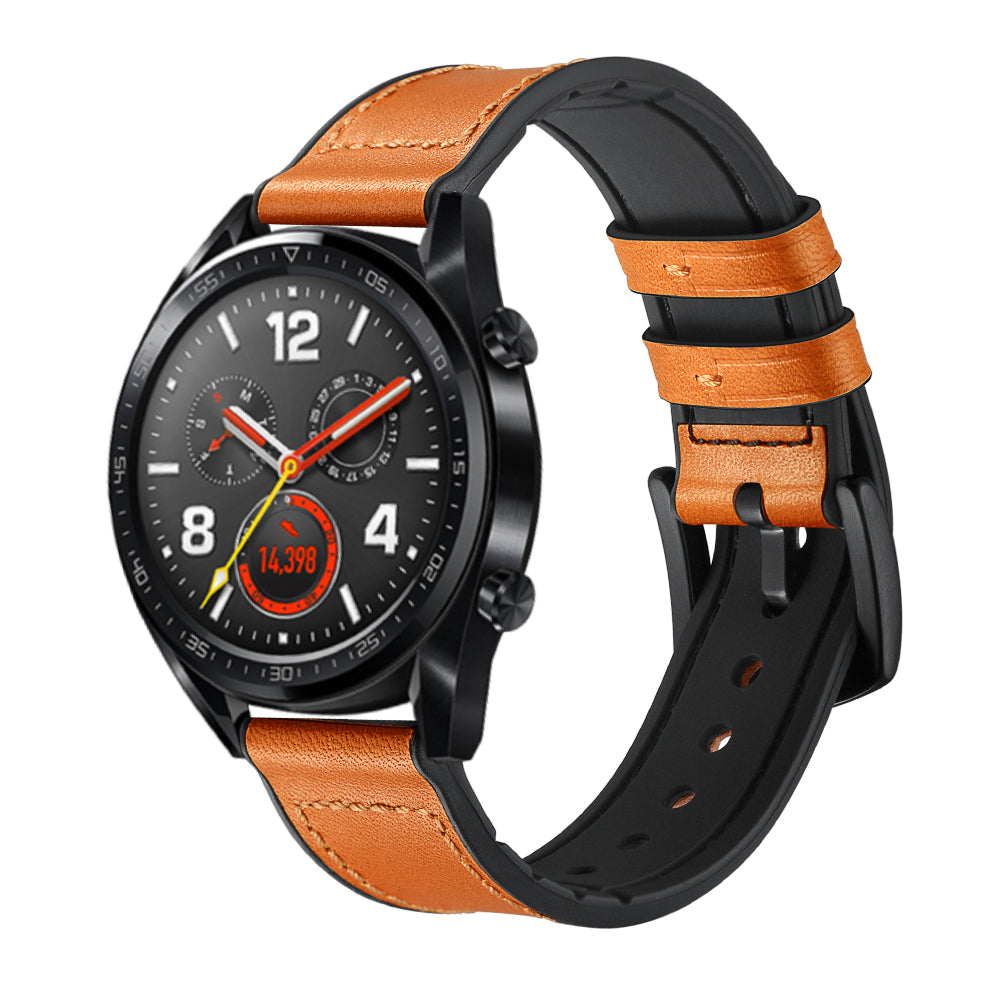 22mm Genuine Leather Coated Silicone 22mm Watch Strap for Huawei Watch GT 2/1  / Honor Magic