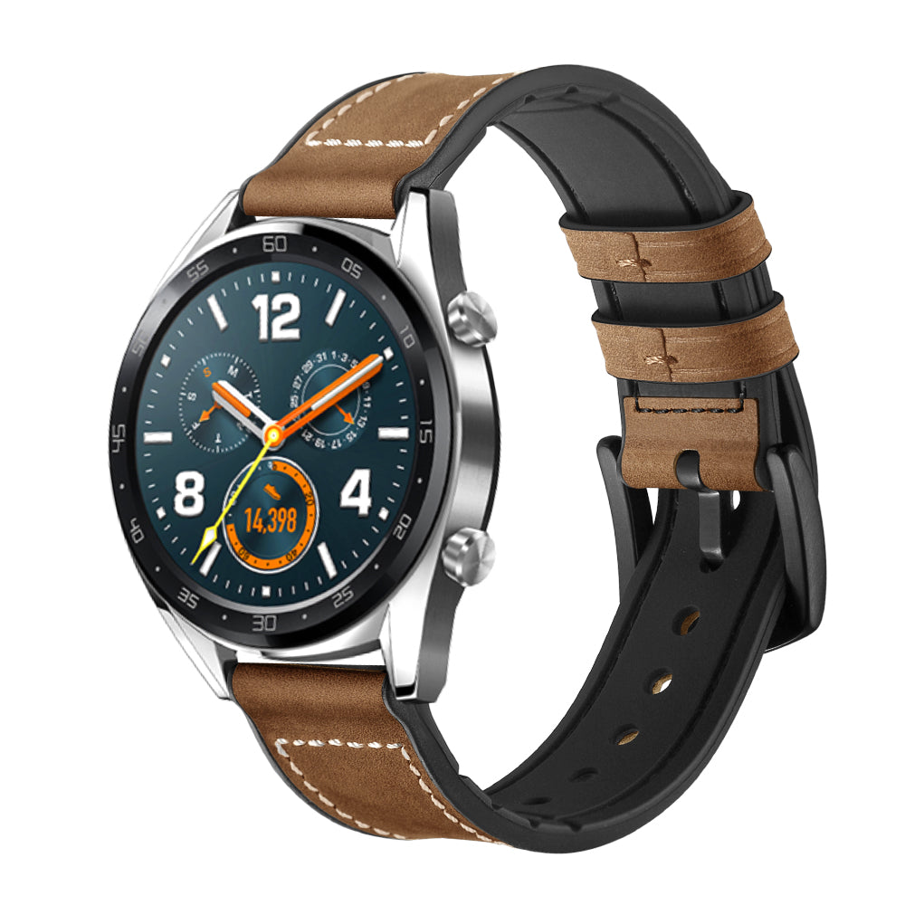 22mm Genuine Leather Coated Silicone 22mm Watch Strap for Huawei Watch GT 2/1  / Honor Magic