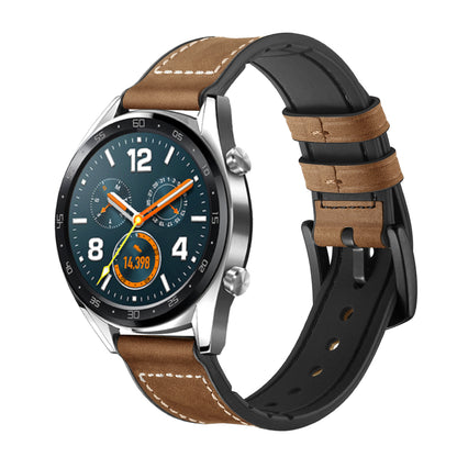 22mm Genuine Leather Coated Silicone 22mm Watch Strap for Huawei Watch GT 2/1  / Honor Magic
