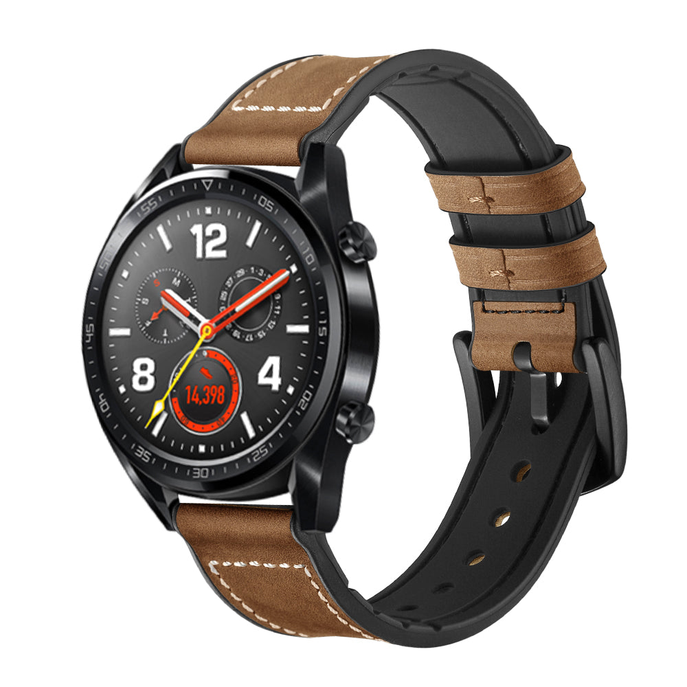22mm Genuine Leather Coated Silicone 22mm Watch Strap for Huawei Watch GT 2/1  / Honor Magic