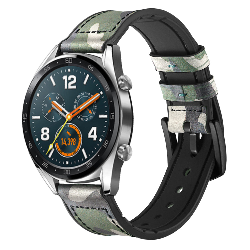 22mm Genuine Leather Coated Silicone 22mm Watch Strap for Huawei Watch GT 2/1  / Honor Magic