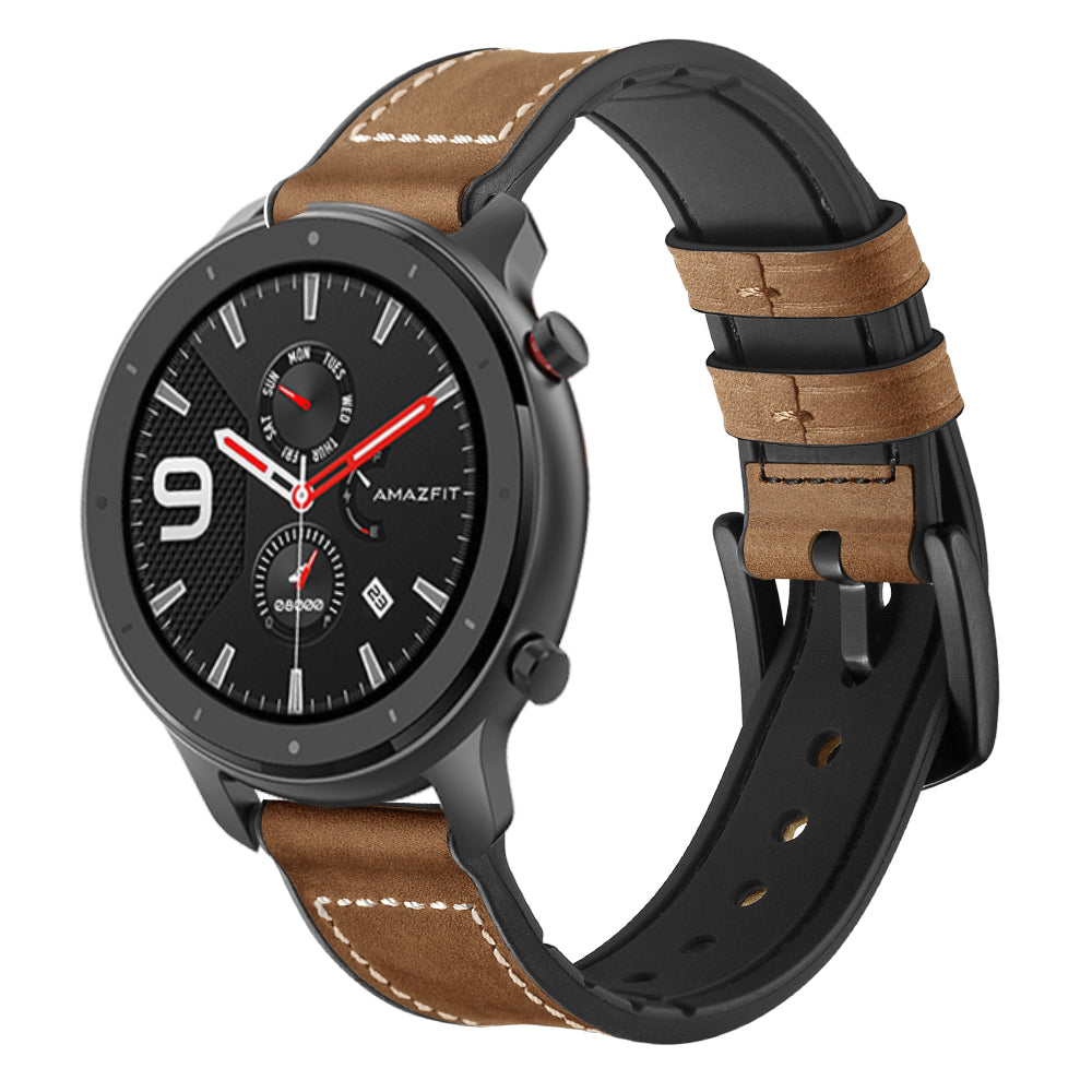 20mm Genuine Leather Coated Silicone Watch Band for Huami Amazfit GTR 42mm