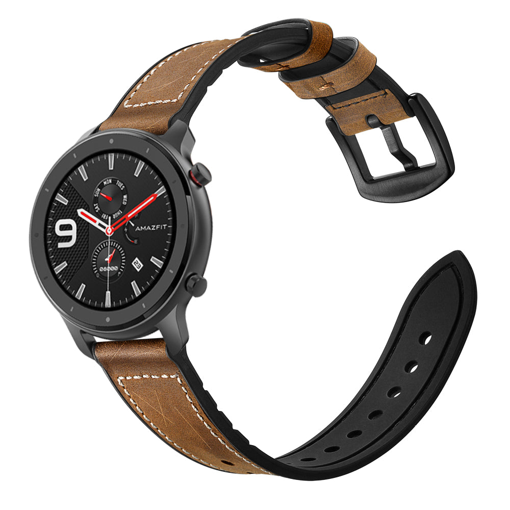 20mm Genuine Leather Coated Silicone Watch Band for Huami Amazfit GTR 42mm