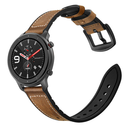 20mm Genuine Leather Coated Silicone Watch Band for Huami Amazfit GTR 42mm