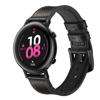 20mm Genuine Leather Coated Silicone Smart Watch Strap for Huawei Watch GT2 42mm