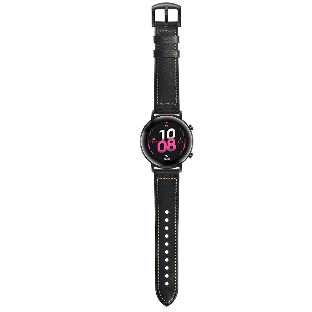 20mm Genuine Leather Coated Silicone Smart Watch Strap for Huawei Watch GT2 42mm