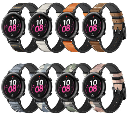 20mm Genuine Leather Coated Silicone Smart Watch Strap for Huawei Watch GT2 42mm