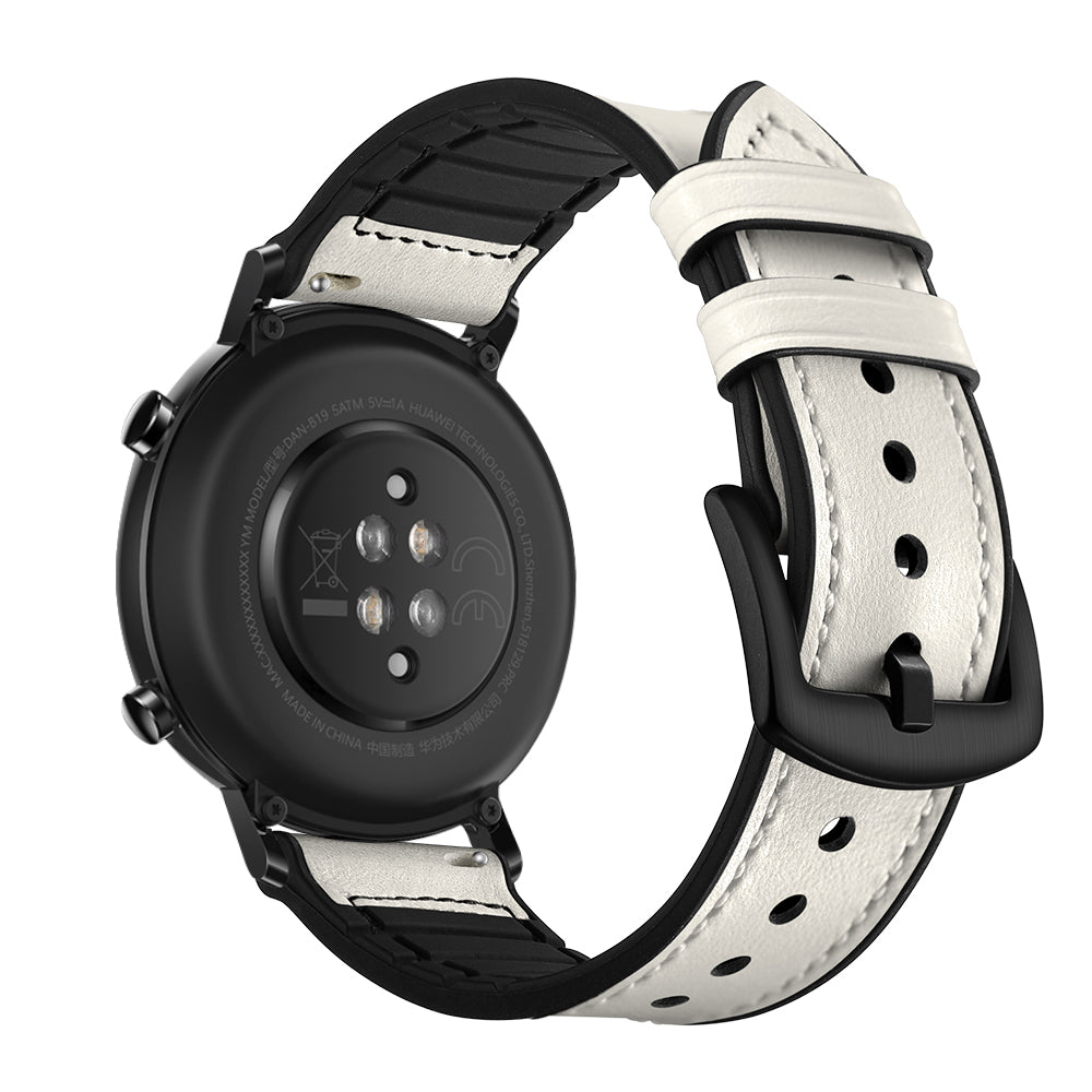 20mm Genuine Leather Coated Silicone Smart Watch Strap for Huawei Watch GT2 42mm