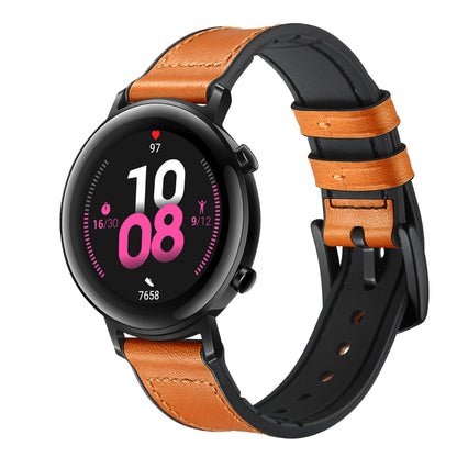 20mm Genuine Leather Coated Silicone Smart Watch Strap for Huawei Watch GT2 42mm