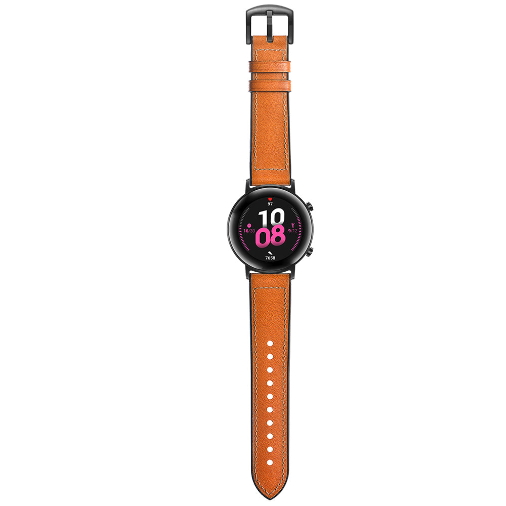 20mm Genuine Leather Coated Silicone Smart Watch Strap for Huawei Watch GT2 42mm