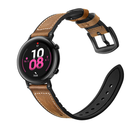 20mm Genuine Leather Coated Silicone Smart Watch Strap for Huawei Watch GT2 42mm