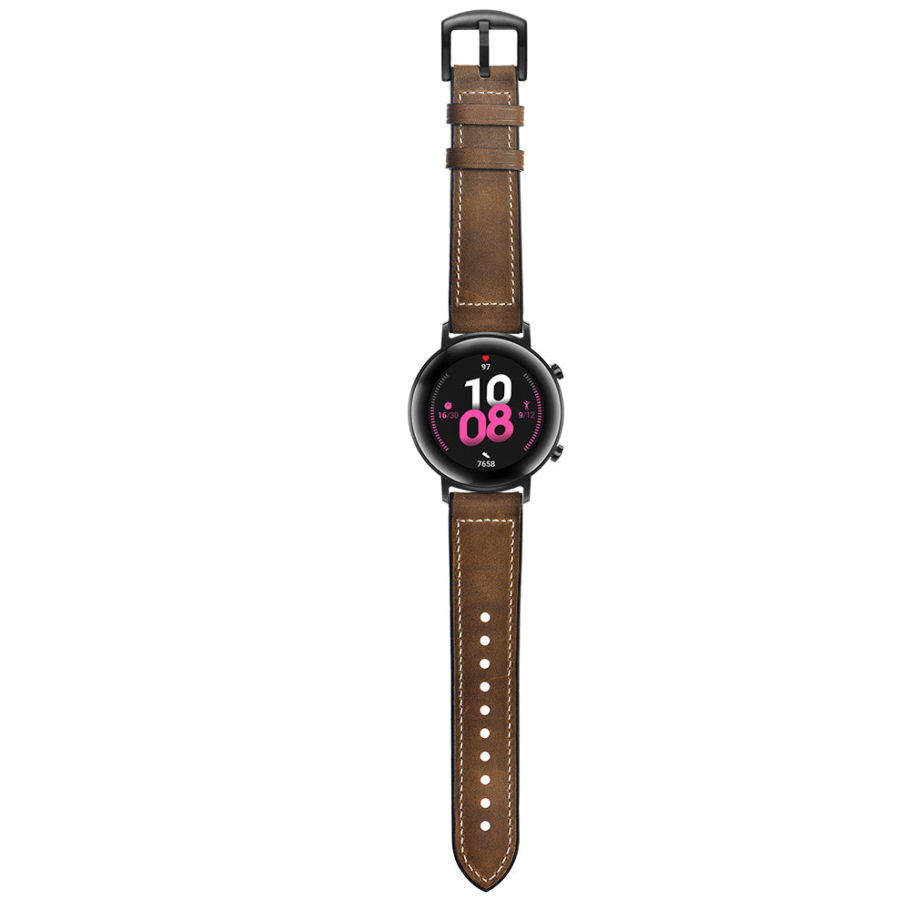 20mm Genuine Leather Coated Silicone Smart Watch Strap for Huawei Watch GT2 42mm