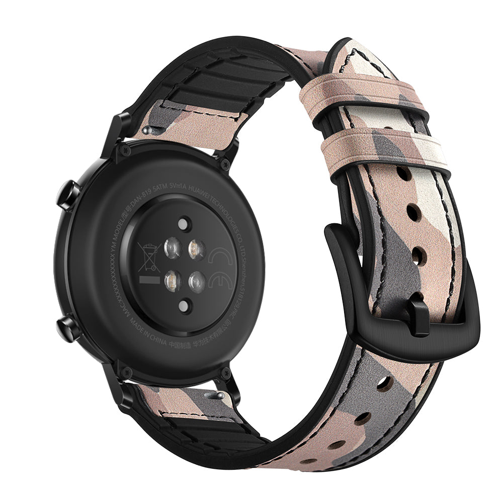 20mm Genuine Leather Coated Silicone Smart Watch Strap for Huawei Watch GT2 42mm
