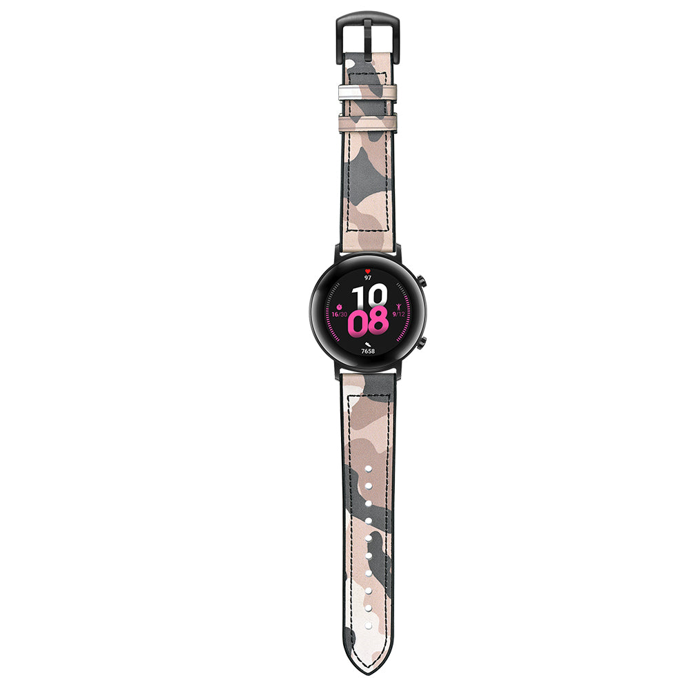 20mm Genuine Leather Coated Silicone Smart Watch Strap for Huawei Watch GT2 42mm