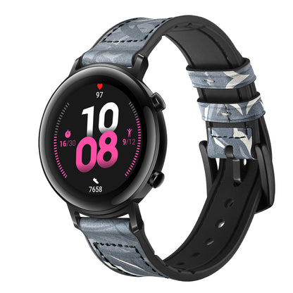 20mm Genuine Leather Coated Silicone Smart Watch Strap for Huawei Watch GT2 42mm