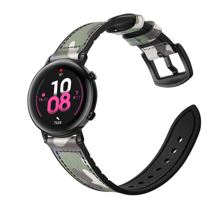 20mm Genuine Leather Coated Silicone Smart Watch Strap for Huawei Watch GT2 42mm
