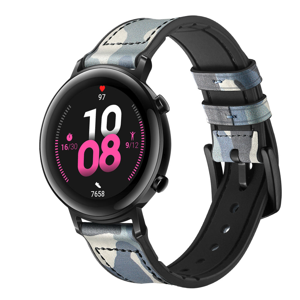 20mm Genuine Leather Coated Silicone Smart Watch Strap for Huawei Watch GT2 42mm