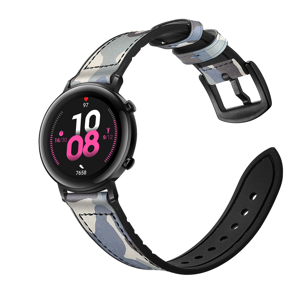 20mm Genuine Leather Coated Silicone Smart Watch Strap for Huawei Watch GT2 42mm