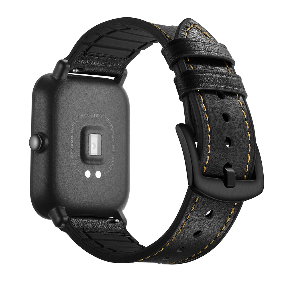 20mm Silicone Coated Leather Smart Watch Strap Replacement for Amazfit Huami Bip GTS Youth Smart Watch