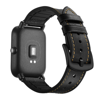 20mm Silicone Coated Leather Smart Watch Strap Replacement for Amazfit Huami Bip GTS Youth Smart Watch