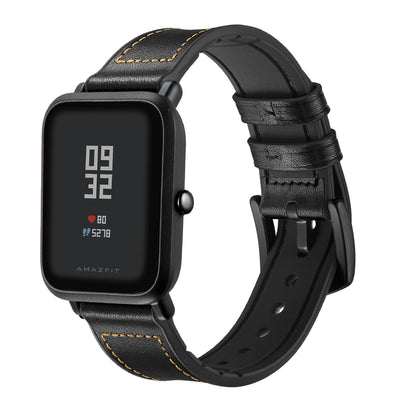 20mm Silicone Coated Leather Smart Watch Strap Replacement for Amazfit Huami Bip GTS Youth Smart Watch