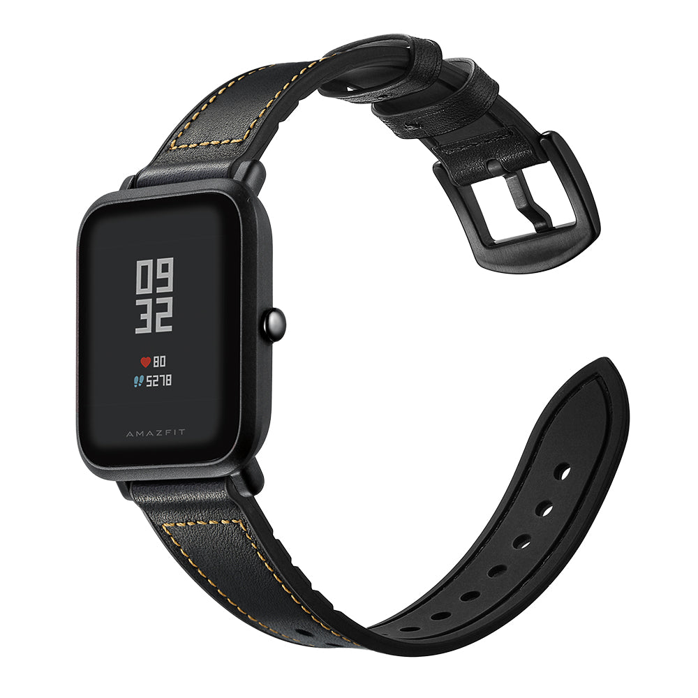 20mm Silicone Coated Leather Smart Watch Strap Replacement for Amazfit Huami Bip GTS Youth Smart Watch