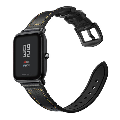 20mm Silicone Coated Leather Smart Watch Strap Replacement for Amazfit Huami Bip GTS Youth Smart Watch
