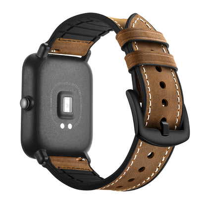 20mm Silicone Coated Leather Smart Watch Strap Replacement for Amazfit Huami Bip GTS Youth Smart Watch