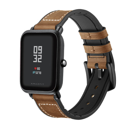 20mm Silicone Coated Leather Smart Watch Strap Replacement for Amazfit Huami Bip GTS Youth Smart Watch