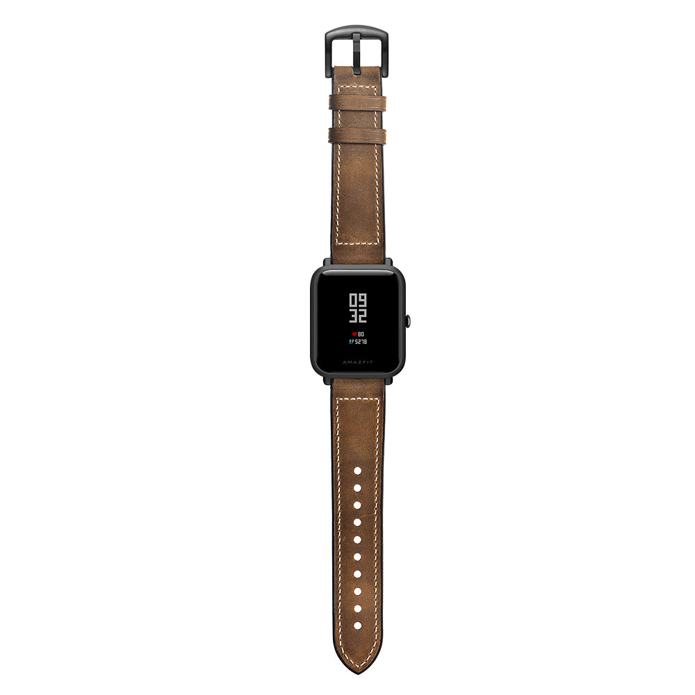20mm Silicone Coated Leather Smart Watch Strap Replacement for Amazfit Huami Bip GTS Youth Smart Watch