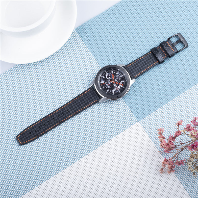 22mm Carbon Fiber Texture PU Leather Smart Watch Band for Huawei Watch GT2e/GT2 46mm