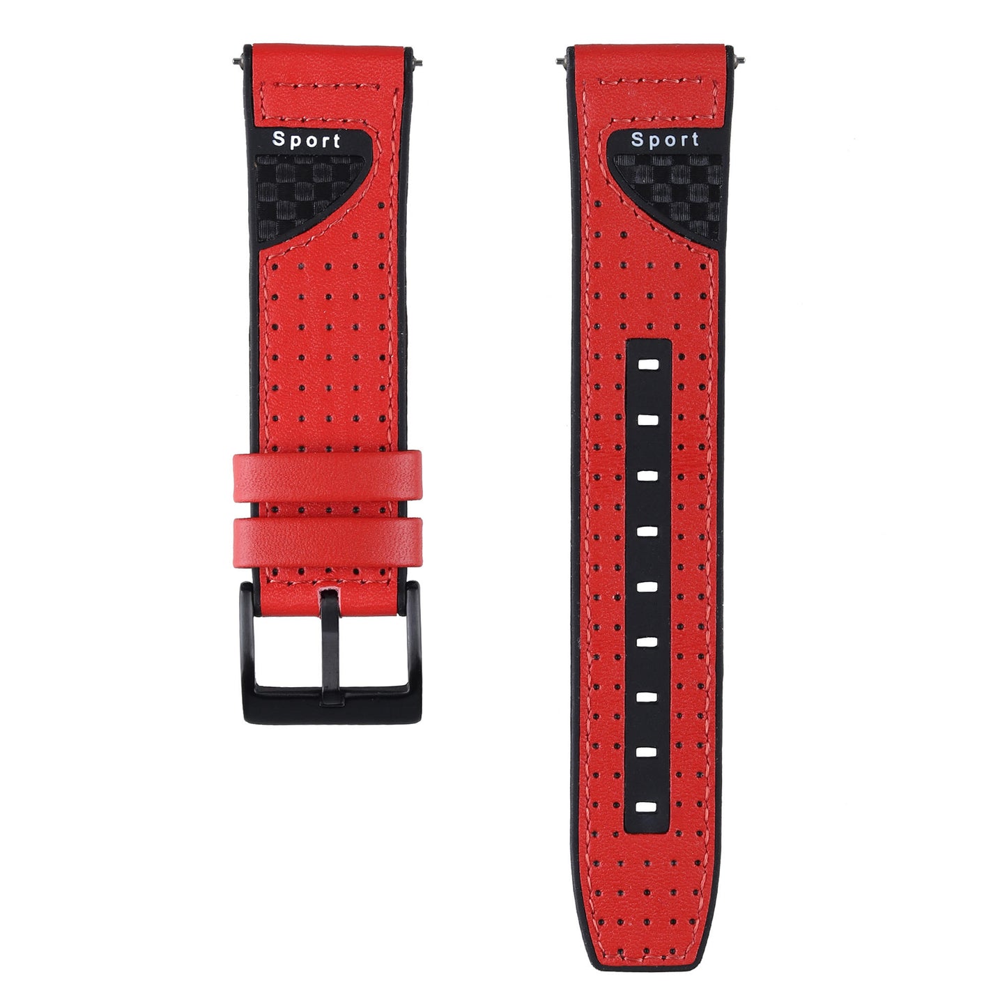 22mm Carbon Fiber Leather Coated Silicone Watch Strap for Huawei Watch GT2/Galaxy Watch 46mm etc.
