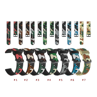 22mm Camouflage Skin Flexible Silicone Watch Band for Samsung Gear S3/Galaxy Watch 46mm/Huawei GT2 46mm/Huami Amazfit Watch 1/2/GTR 47mm