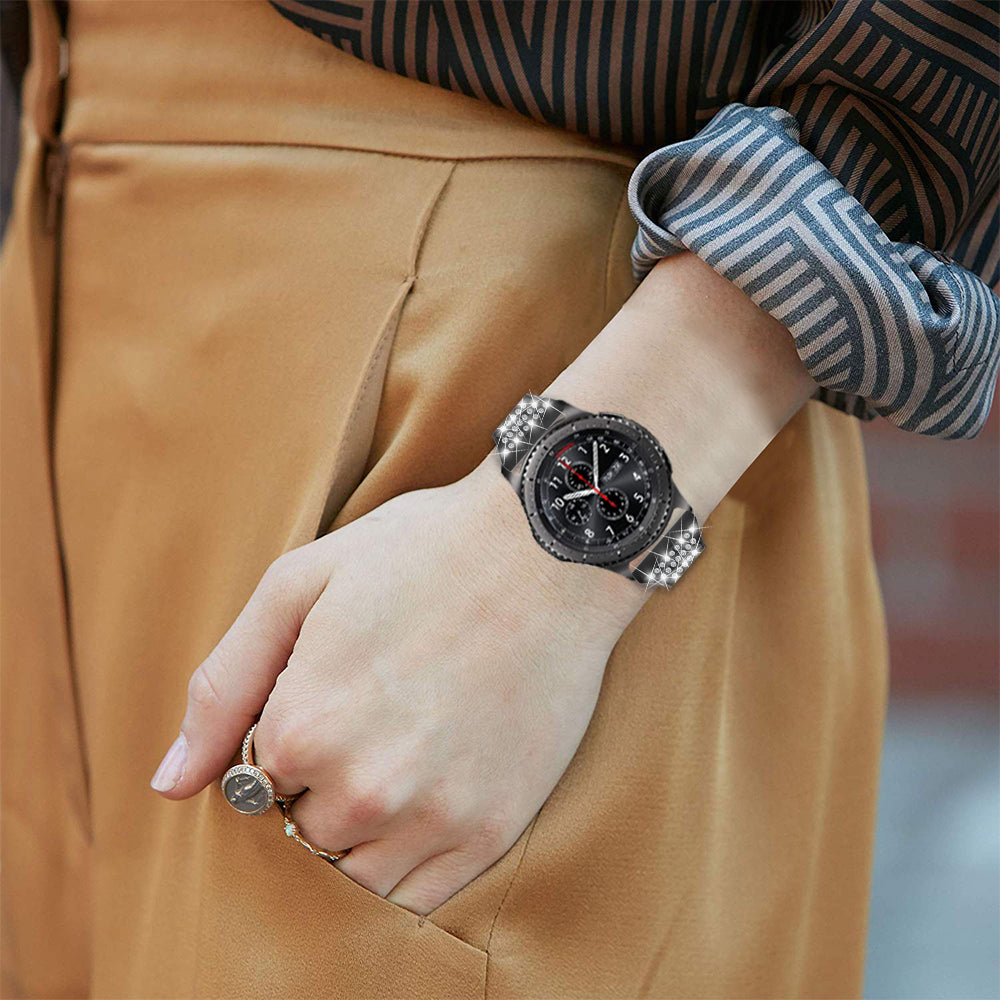 22mm Zinc Alloy Rhinestone Decor Watch Band for Samsung Gear S3 Frontier/Samsung Galaxy Watch 46mm