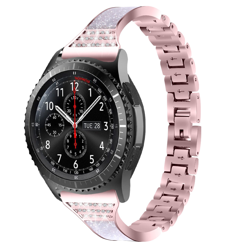 22mm Zinc Alloy Rhinestone Decor Watch Band for Samsung Gear S3 Frontier/Samsung Galaxy Watch 46mm