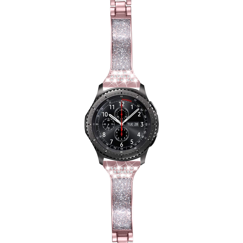 22mm Zinc Alloy Rhinestone Decor Watch Band for Samsung Gear S3 Frontier/Samsung Galaxy Watch 46mm