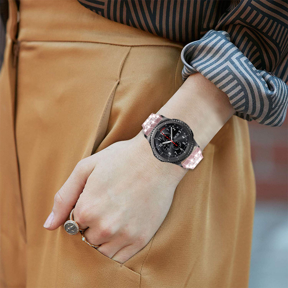 22mm Zinc Alloy Rhinestone Decor Watch Band for Samsung Gear S3 Frontier/Samsung Galaxy Watch 46mm