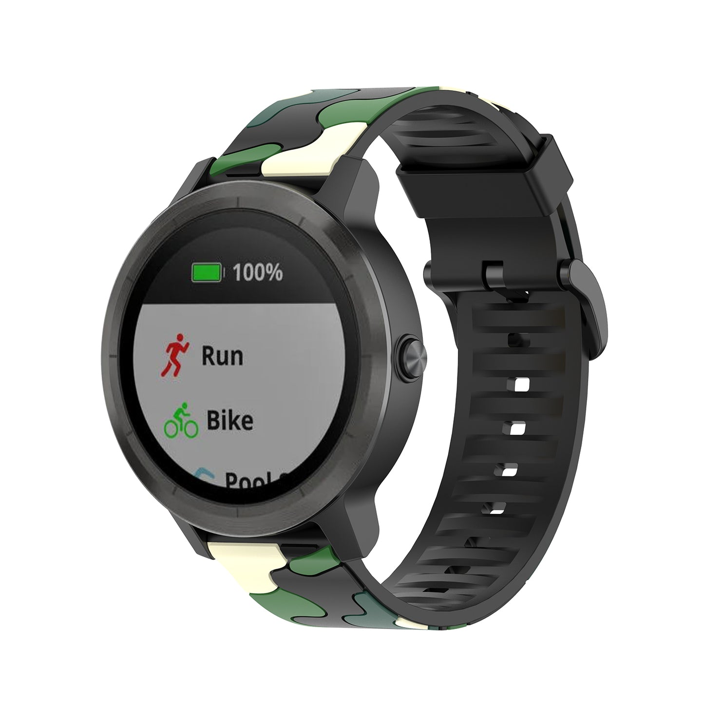 20mm Camouflage Style Silicone Watch Band for Garmin vivoactive 3/Forerunner 245