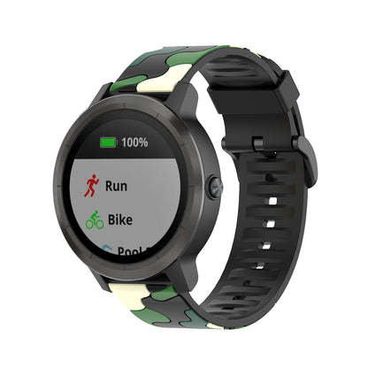 20mm Camouflage Style Silicone Watch Band for Garmin vivoactive 3/Forerunner 245