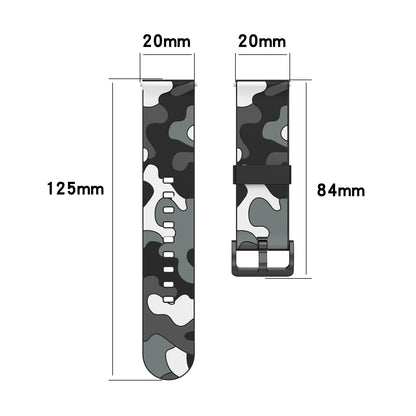 20mm Camouflage Style Silicone Watch Band for Garmin vivoactive 3/Forerunner 245