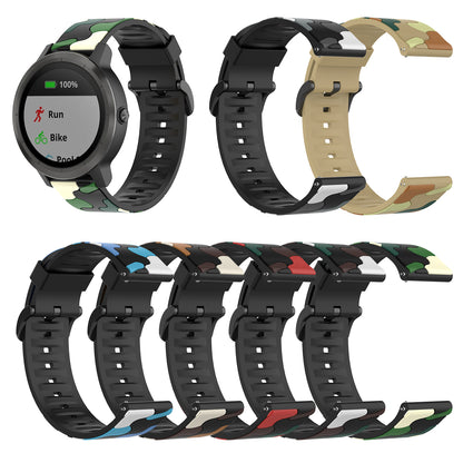 20mm Camouflage Style Silicone Watch Band for Garmin vivoactive 3/Forerunner 245
