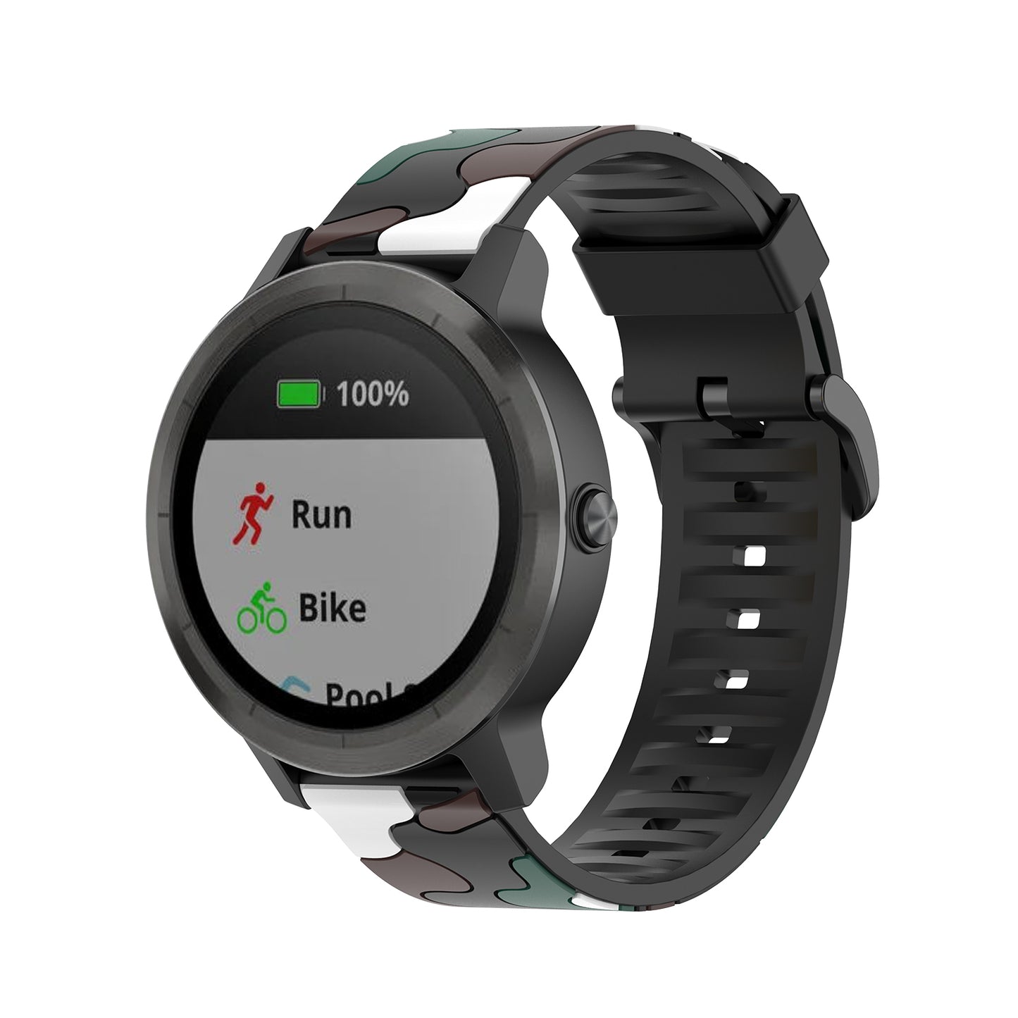 20mm Camouflage Style Silicone Watch Band for Garmin vivoactive 3/Forerunner 245